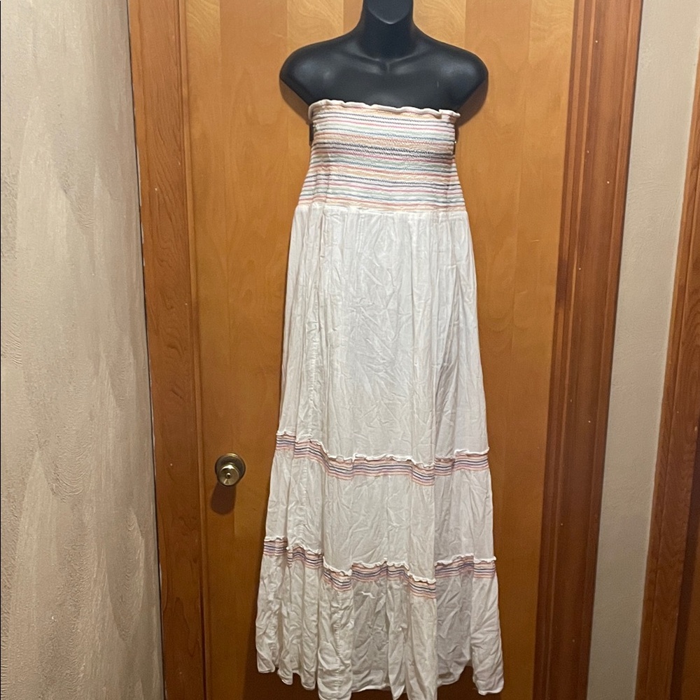 Old Navy Strapless White Dress with Pink Accents